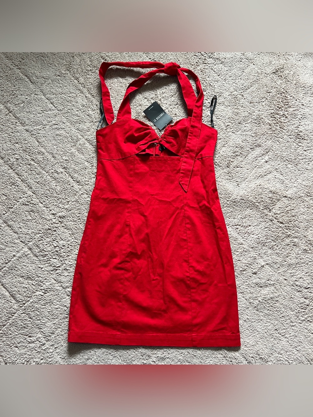 NWT Forever 21 Halter Neck Tie Mini Dress Preppy Cotton Homecoming Party Sz S